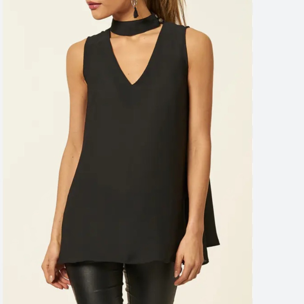 DR2 Black Cutout Neckline Sleeveless Tunic Top NWOT